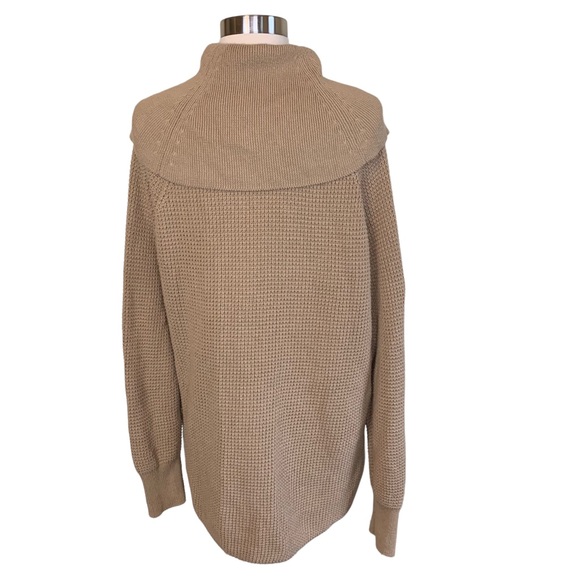 MICHAEL by Michael Kors Tan Neutral Knit Fold Over Cowl Neck Oversized Sweater L - Picture 6 of 8